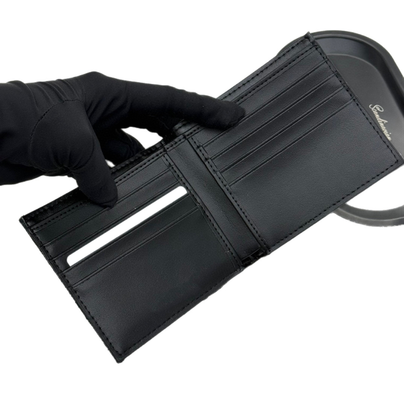 Portofel bărbătesc din piele naturală, cu două pliuri, stil retro european-american, culoare solidă, Bavice