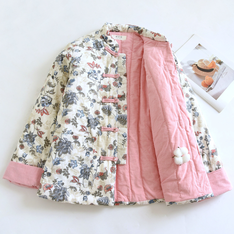 Bavlnená bunda s dlhými rukávmi, okrúhly golier, super hrubá izolácia, výplň z bavlny, retro štýl, zimné obdobie 2024, pre dospelých