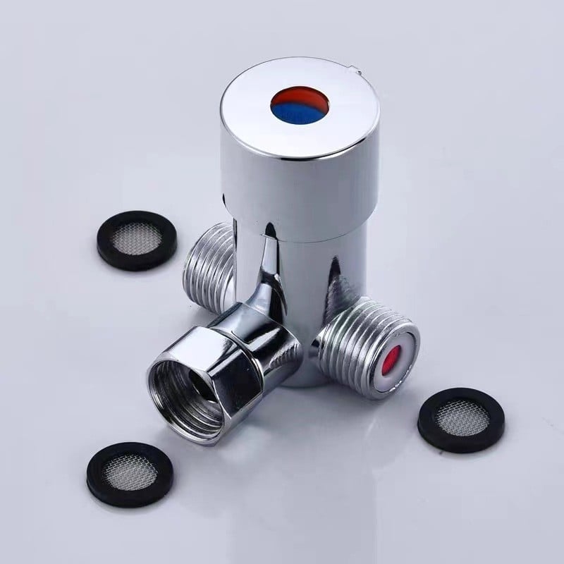 Θερμοστατικός τριών-ροών διανομέας ανάμιξης ζεστού και κρύου νερού, ολόσωμο χαλκό σώμα, 0.1–1.6 MPa, ζεστό 90°C, κρύο 0°C