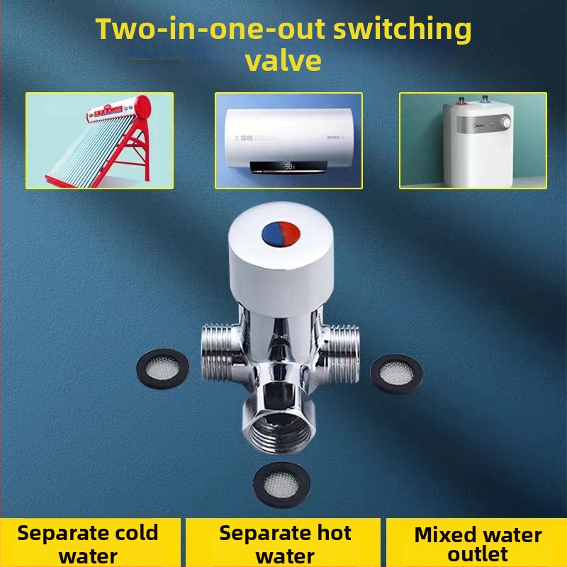 Θερμοστατικός τριών-ροών διανομέας ανάμιξης ζεστού και κρύου νερού, ολόσωμο χαλκό σώμα, 0.1–1.6 MPa, ζεστό 90°C, κρύο 0°C