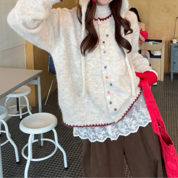 Кардиган, тънък силует, кръгло деколте, дълги ръкави, плетена материя, полиестер смес 50-70%