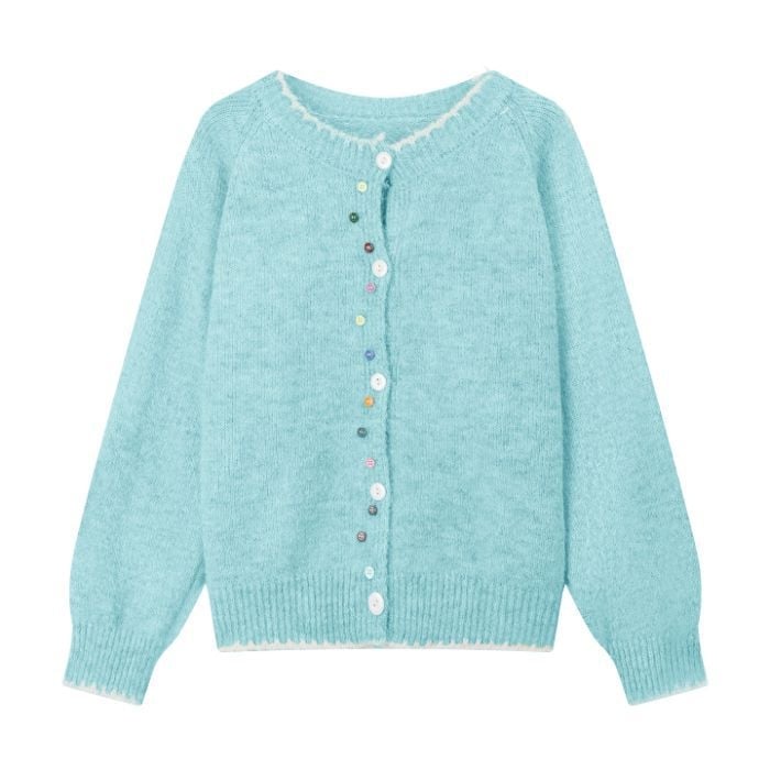 Кардиган, тънък силует, кръгло деколте, дълги ръкави, плетена материя, полиестер смес 50-70%