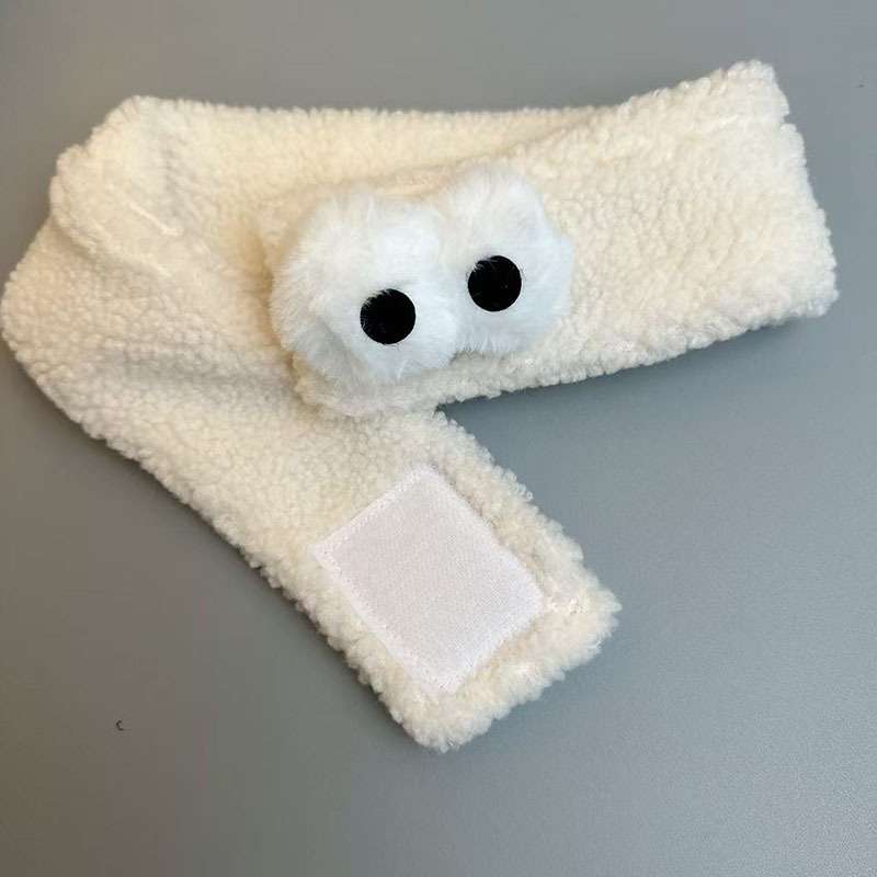 Koreai stílusú fejpánt, plüss anyag, Velcro állítható zárás, kockás mintázat