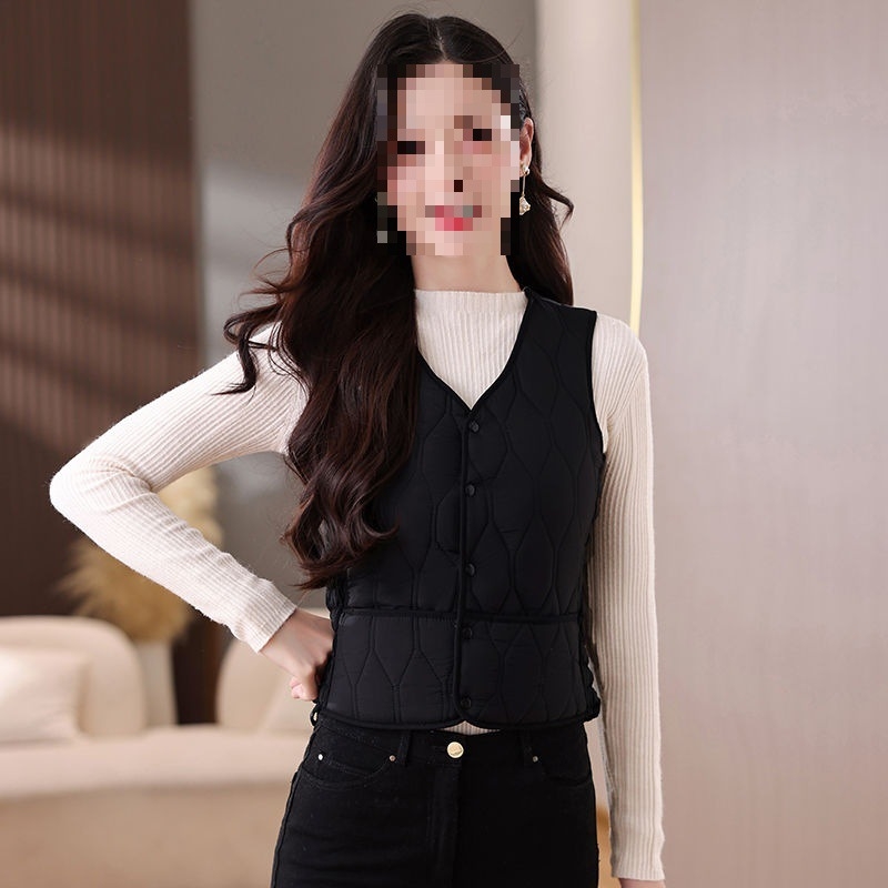 Жилет за жени, полиестерова тъкан, подплата от полиестерни влакна, кръгла яка, еднобортно закопчаване