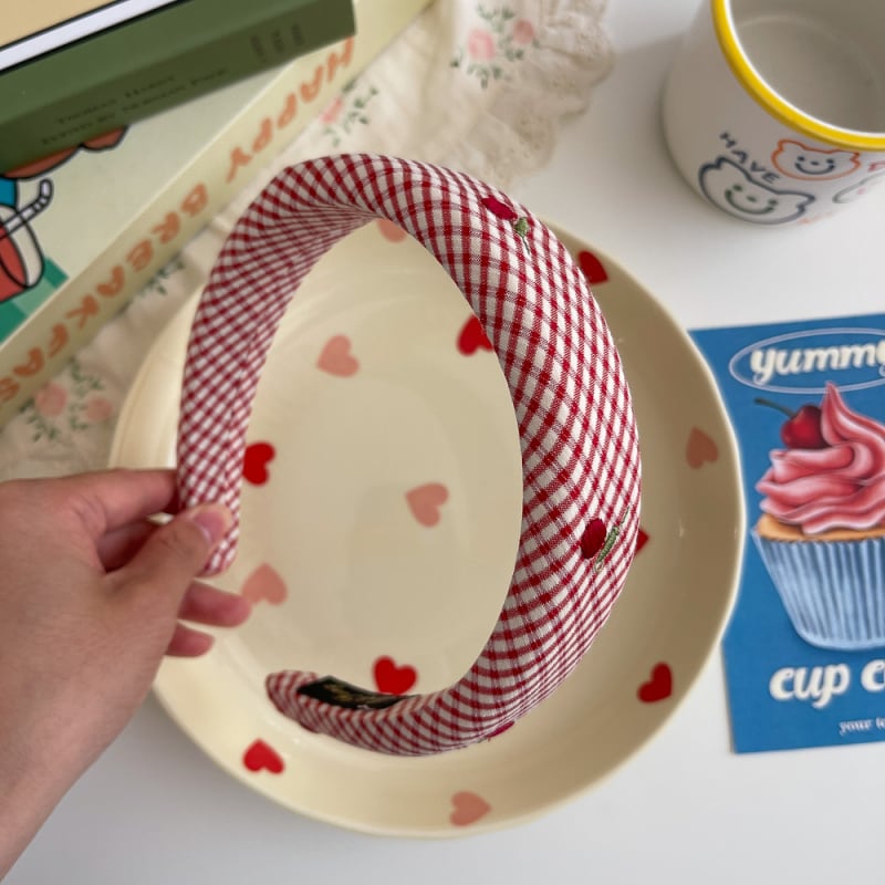 Gumica za kosu u korejskom stilu s kariranim uzorkom, ručno izrađena od tkanine, elastična, dodatak za punđu