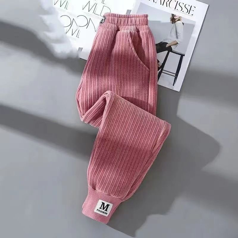 Lányoknak készült fleece-bevonatú vastag pamutnadrág, háromréteg quiltelt melegséggel, mindennapi kültéri téli viselet