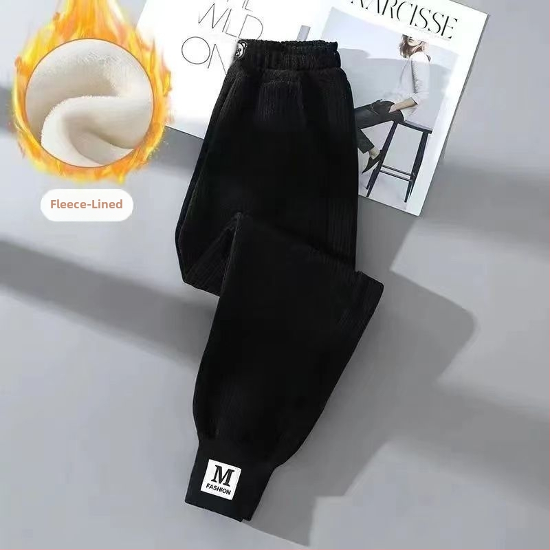 Lányoknak készült fleece-bevonatú vastag pamutnadrág, háromréteg quiltelt melegséggel, mindennapi kültéri téli viselet