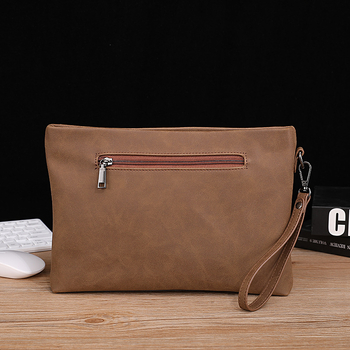 Posetă pentru bărbați din piele PU – rezistentă la uzură, model monocrom, căptușeală din poliester, design orizontal dreptunghiular