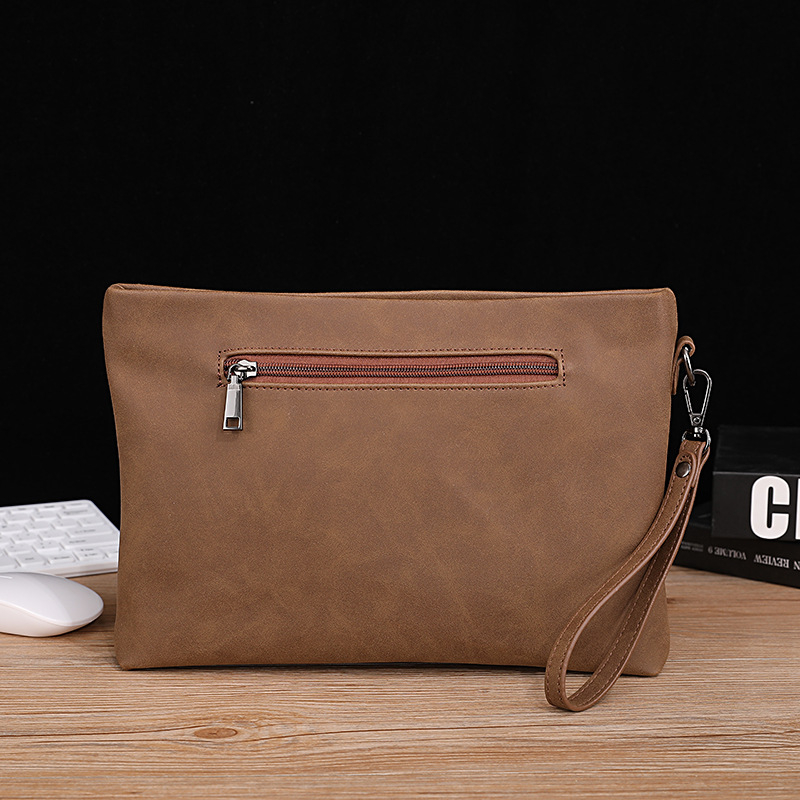 Posetă pentru bărbați din piele PU – rezistentă la uzură, model monocrom, căptușeală din poliester, design orizontal dreptunghiular