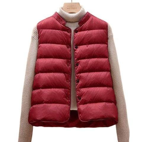 Prsluk od pačjih pera, okrugli ovratnik, chenille tkanina s elastanom, punjenje ispod 50 g