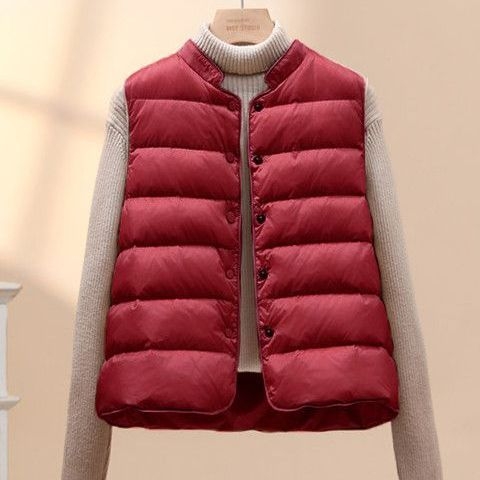 Prsluk od pačjih pera, okrugli ovratnik, chenille tkanina s elastanom, punjenje ispod 50 g