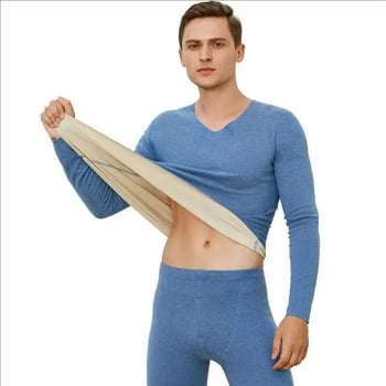 Unisex zimski termalni set – bez šavova, flis podstava, poliester, dvostruki sloj, V-izrez
