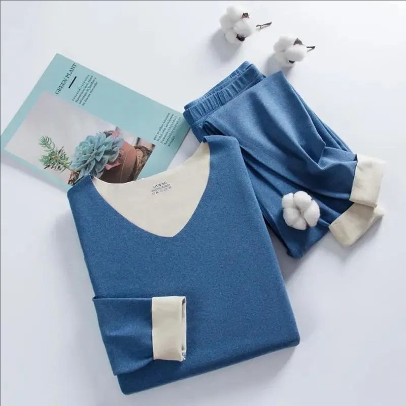 Unisex zimski termalni set – bez šavova, flis podstava, poliester, dvostruki sloj, V-izrez