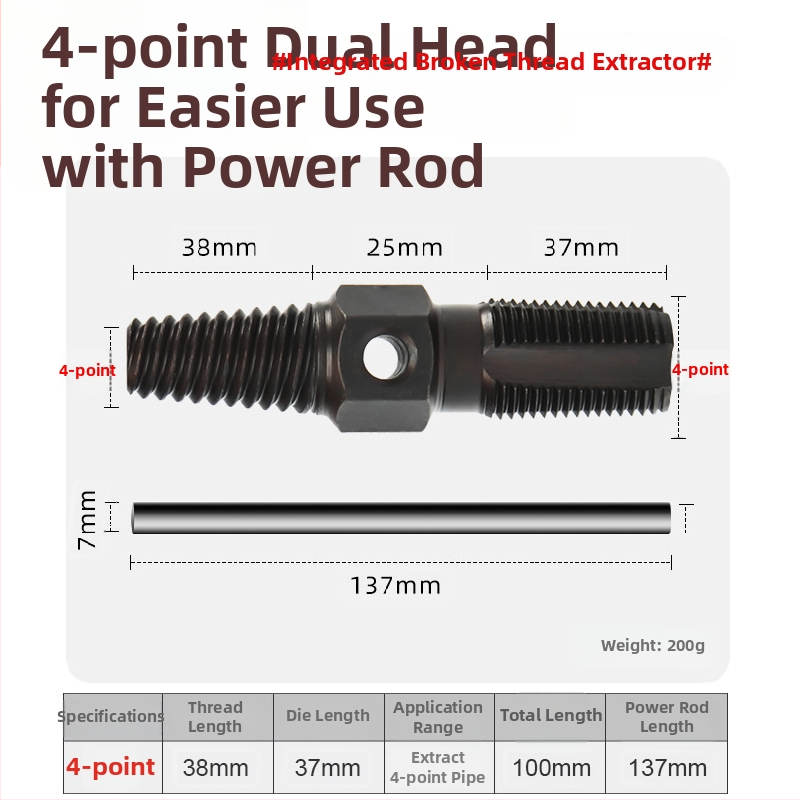 Csavarhúzó kivonó a csaptelekhez és csövekhez – szénacél vízvezeték-szerszám kopott vagy törött menetekhez