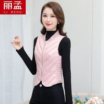 Женска пухена жилетка, Slim-Fit, без ръкави, къс модел, кръгло деколте