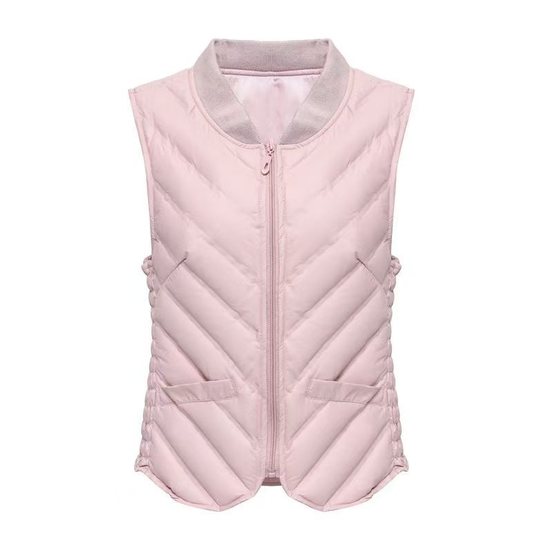 Женска пухена жилетка, Slim-Fit, без ръкави, къс модел, кръгло деколте