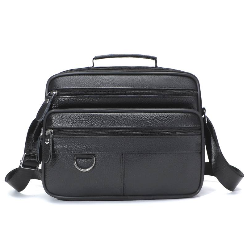 Muška kožna crossbody torba – gradski minimalistički dizajn; vrhunska goveđa koža (top grain), za 10-inčni prijenosnik, jednobojna, prozračna i ultra lagana za poslovna putovanja