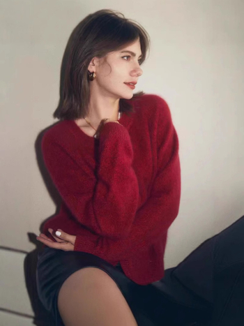 Ženski kašmirski kardigan ležernog kroja, debeli pleteni materijal, okrugli izrez, japansko-korejski ležerni stil
