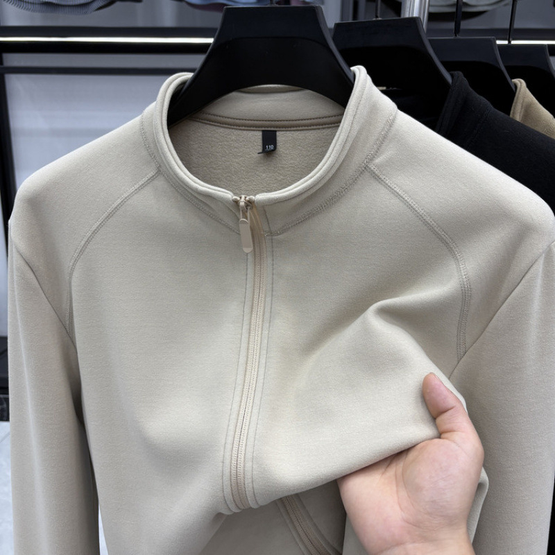 Férfi Slim-fit velúrkabát állig érő gallérral, Vinylon-Lycra anyag, vastag bélés, téli 2025