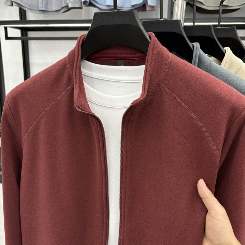 Férfi Slim-fit velúrkabát állig érő gallérral, Vinylon-Lycra anyag, vastag bélés, téli 2025