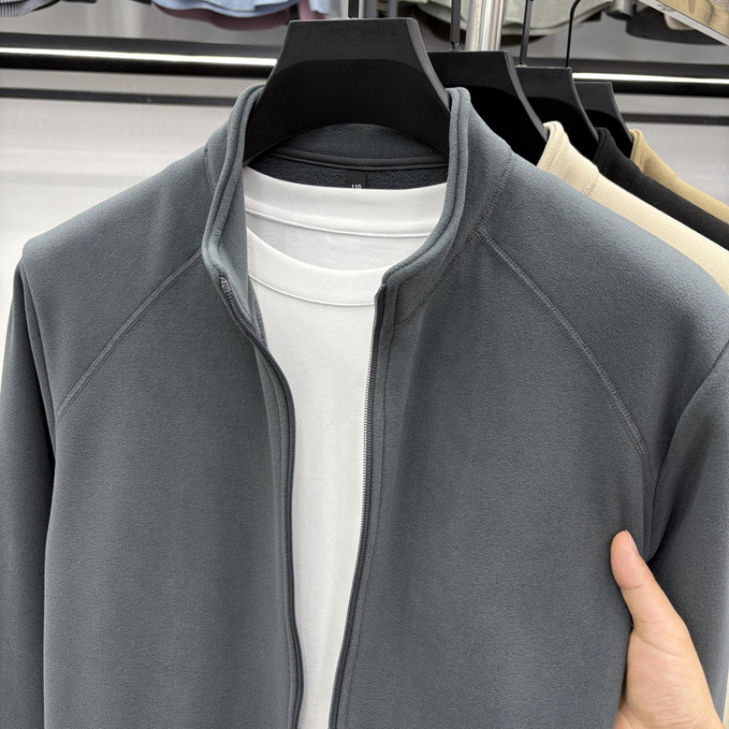 Férfi Slim-fit velúrkabát állig érő gallérral, Vinylon-Lycra anyag, vastag bélés, téli 2025