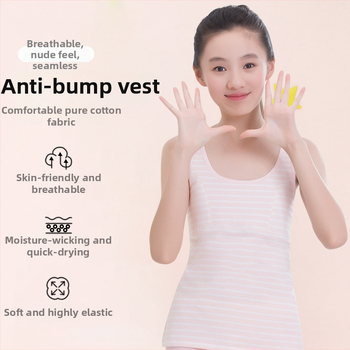 Dievčenské spodné tričko v rastovom období s pevným vankúšom na hrudi, 9–13 rokov, okrúhly výstrih, 95% bavlna, všetky ročné obdobia