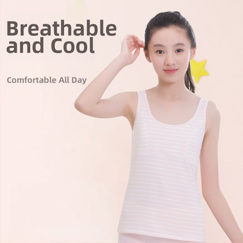 Dievčenské spodné tričko v rastovom období s pevným vankúšom na hrudi, 9–13 rokov, okrúhly výstrih, 95% bavlna, všetky ročné obdobia