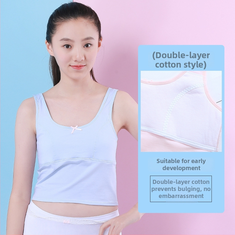 Dievčenské spodné tričko v rastovom období s pevným vankúšom na hrudi, 9–13 rokov, okrúhly výstrih, 95% bavlna, všetky ročné obdobia