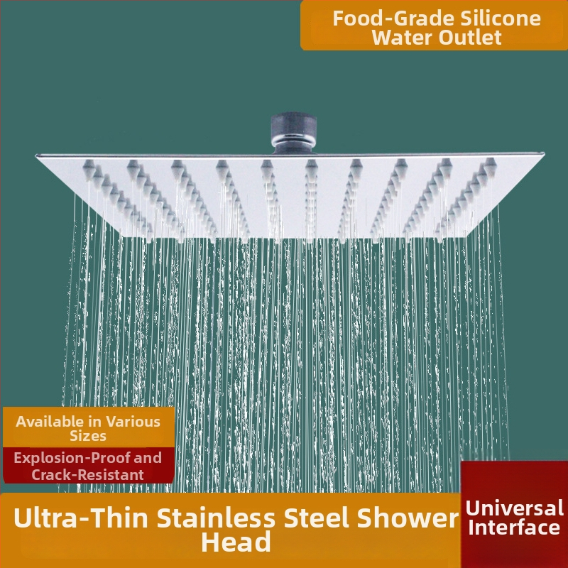 Cap de duș deasupra pătrat, din oțel inoxidabil, ultra-subțire, cu funcție ploaie și rezistență la presiune înaltă, model HL-HCFB, montaj cu plug-in, finisaj fin