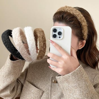 Bandă de păr din pluș, cu margine lată, lucrată manual, pentru femei, Toamnă 2025