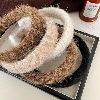 Bandă de păr din pluș, cu margine lată, lucrată manual, pentru femei, Toamnă 2025