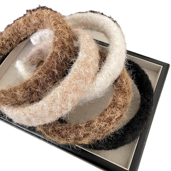 Bandă de păr din pluș, cu margine lată, lucrată manual, pentru femei, Toamnă 2025