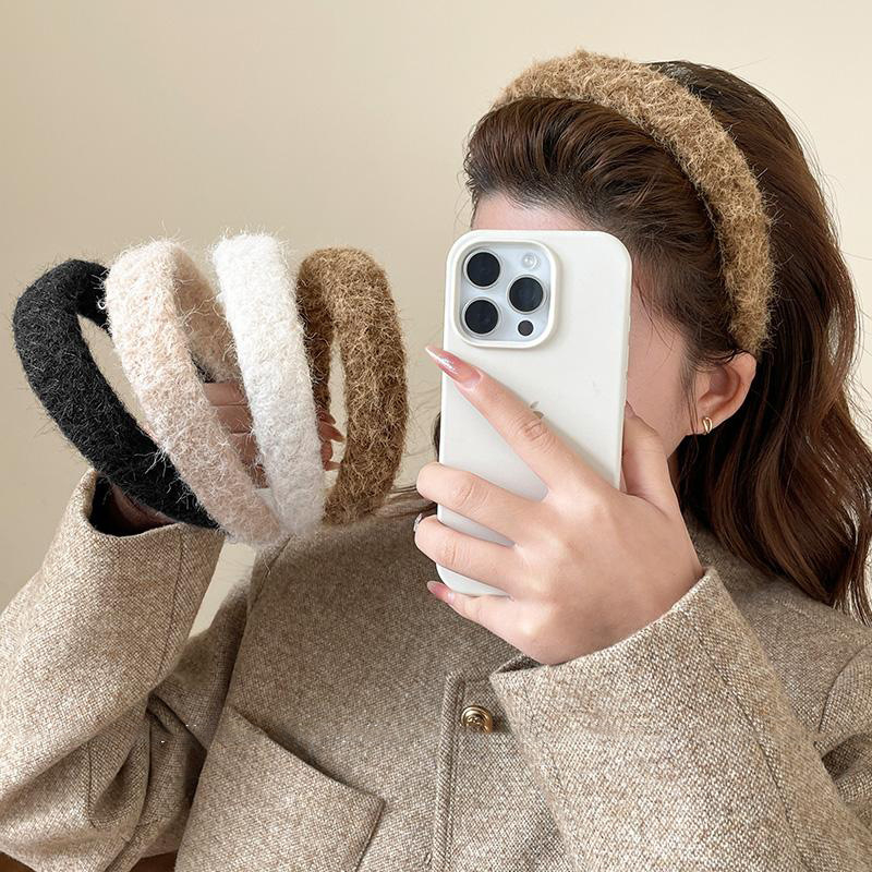 Bandă de păr din pluș, cu margine lată, lucrată manual, pentru femei, Toamnă 2025