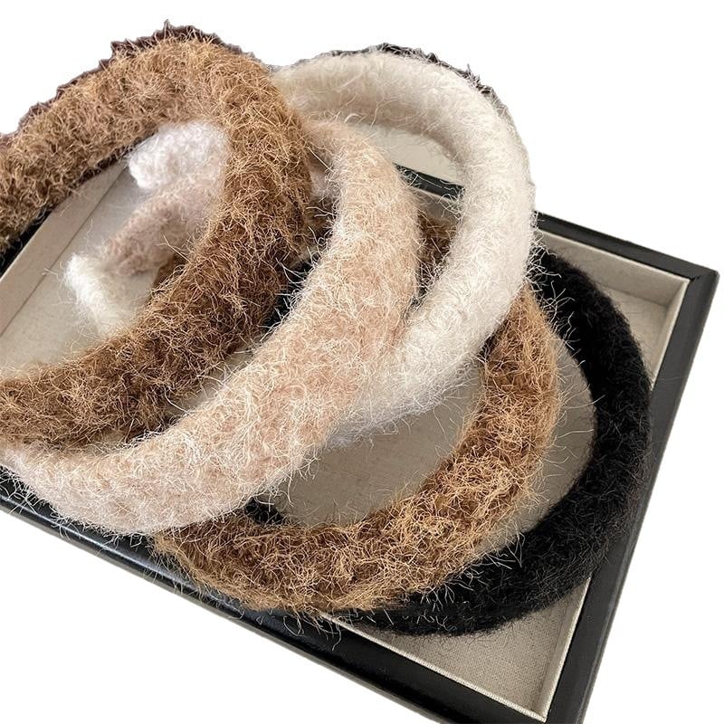 Bandă de păr din pluș, cu margine lată, lucrată manual, pentru femei, Toamnă 2025