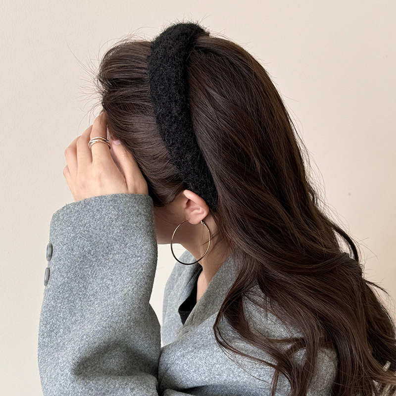 Bandă de păr din pluș, cu margine lată, lucrată manual, pentru femei, Toamnă 2025