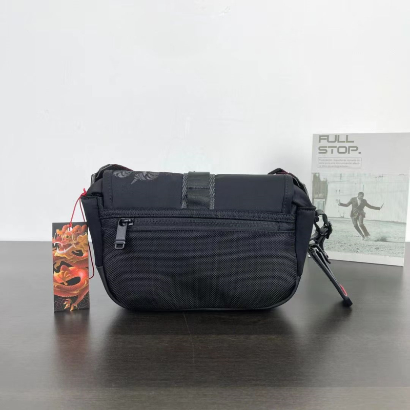 Geantă crossbody pentru bărbați cu broderie Dragon Year – Nylon, rezistență la abraziune, model cu animale, căptușeală poliester, pentru uz zilnic și drumuri de afaceri