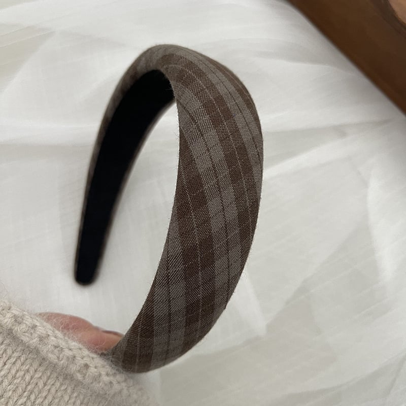 Bandă pentru păr în stil coreean, model în carouri și uni, design înalt, pentru toamnă și iarnă, accesorii pentru păr