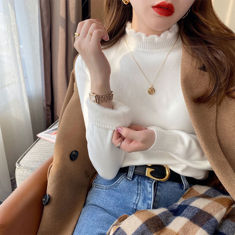 Свитер от плътна трикотажна материя, Slim Fit, полувисока яка, дълги ръкави