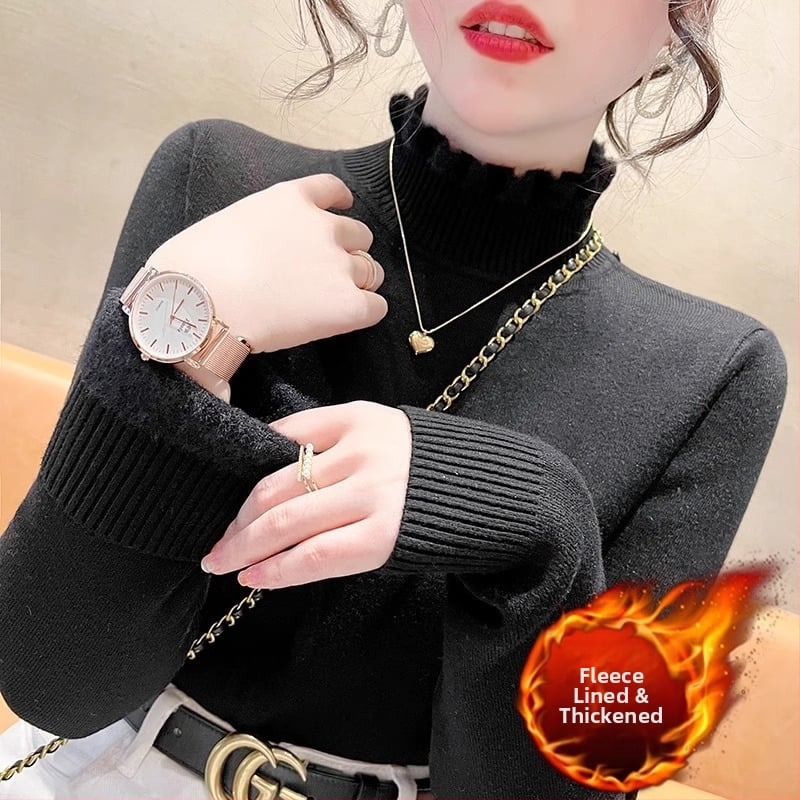 Свитер от плътна трикотажна материя, Slim Fit, полувисока яка, дълги ръкави