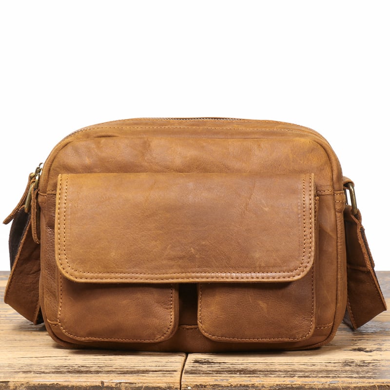 Muška torba za ramena od prave kože, koža prvog sloja goveda, proširiva, kompatibilna s iPadom, casual stil