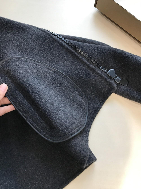 Ženski kaput od vune i kašmira, jednobojan, stojeći ovratnik, dugi rukavi, duljina 50–65 cm