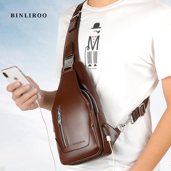 Muška torba na prsima, ulični stil, PU koža, vodootporna, model 8812, BINLIROO