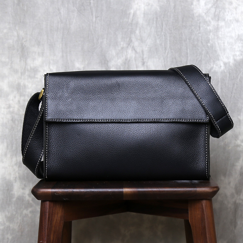 Muška crossbody torba od kože prvog sloja, gradski jednostavan stil, poliester podstava