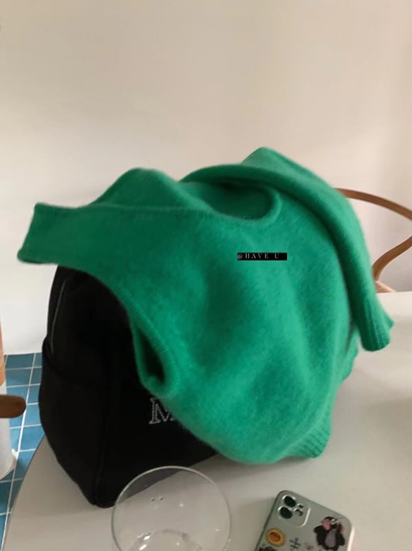 Вълнен плетен жилет с U-образно деколте, райе модел, корейски стил, свободна кройка