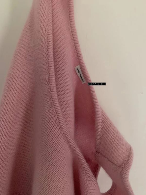 Вълнен плетен жилет с U-образно деколте, райе модел, корейски стил, свободна кройка