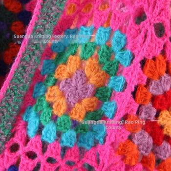 Кардиган ръчно плетен с кука, бабино квадратче в етно стил, ажурен дизайн, акрилово влакно 95%+