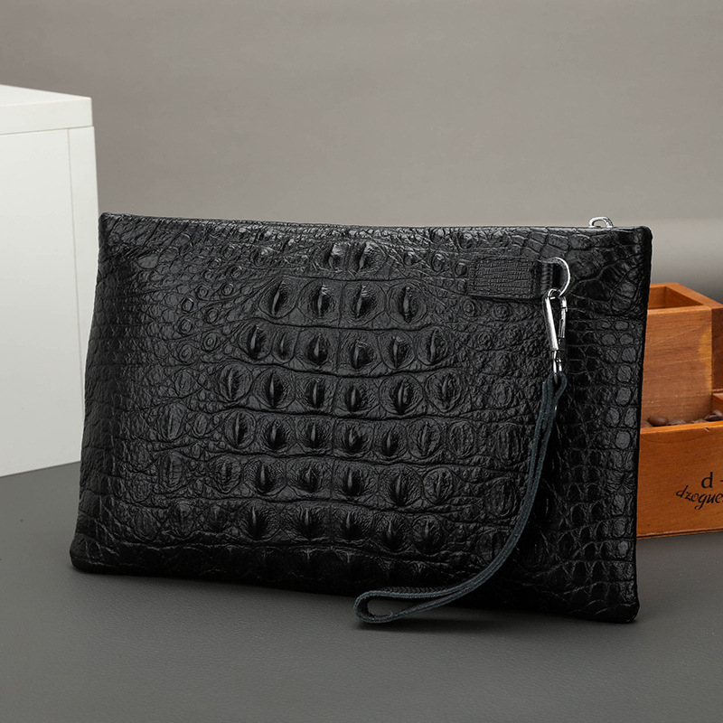 Muška kožna clutch torba velikog kapaciteta, prvi sloj teleće kože, poliester podstava, torba za mobitel, retro dugi dizajn, svakodnevna upotreba, proljeće 2025