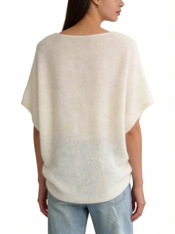 Пуловер, смес мохер и вълна, еднотонен, компютърна плетка, за жени на възраст 18–24 г., уличен стил, европейско-американски моден стил