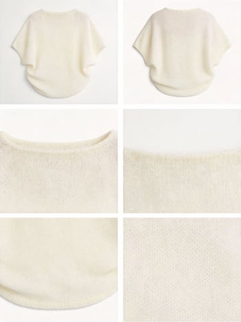 Пуловер, смес мохер и вълна, еднотонен, компютърна плетка, за жени на възраст 18–24 г., уличен стил, европейско-американски моден стил