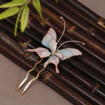 Kézzel készített hajcsat kínai vintage stílusban, virágos díszítés, textilekből, női kiegészítő